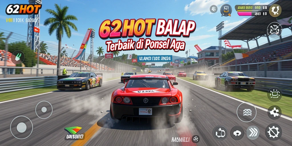 Tampilan gameplay seru dalam balapan di 62HOT.