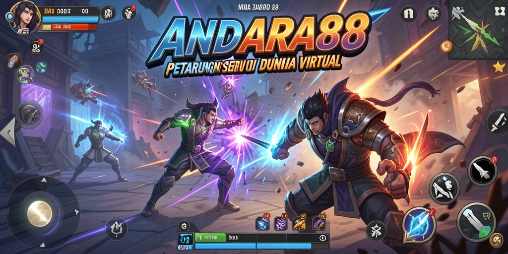 Tampilan pertarungan seru di ANDARA88 dengan aksi karakter.