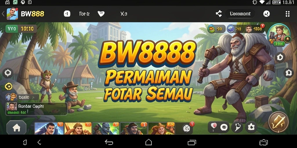 Tampilan gameplay BW888 yang ceria dan penuh warna.