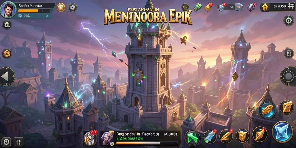 Screenshot gameplay ID098 dengan menara dan musuh yang intens.