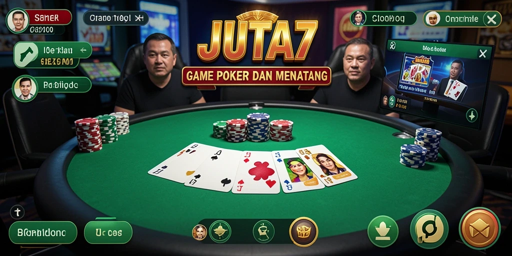 Tampilan gameplay seru di JUTA7 saat bermain poker.