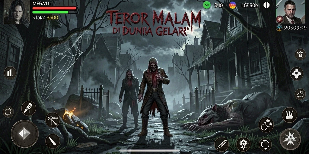 Screenshot MEGA111 menampilkan suasana mencekam dan elemen gameplay yang menakutkan.