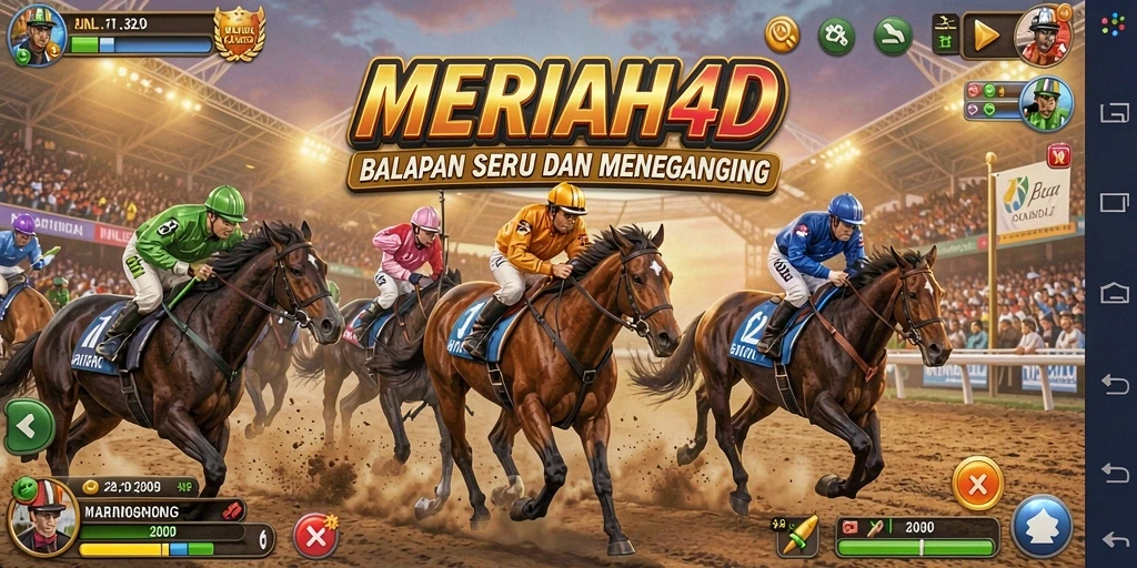 Tangkapan layar utama MERIAH4D menampilkan momen balapan seru dengan grafik yang memukau.