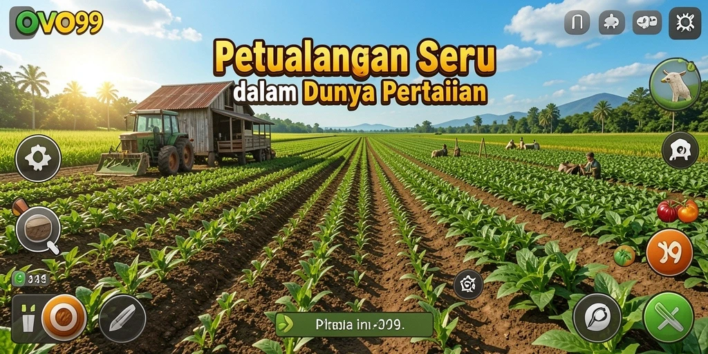 Screenshot OVO99 menampilkan aktivitas bertani yang seru dan interaktif.