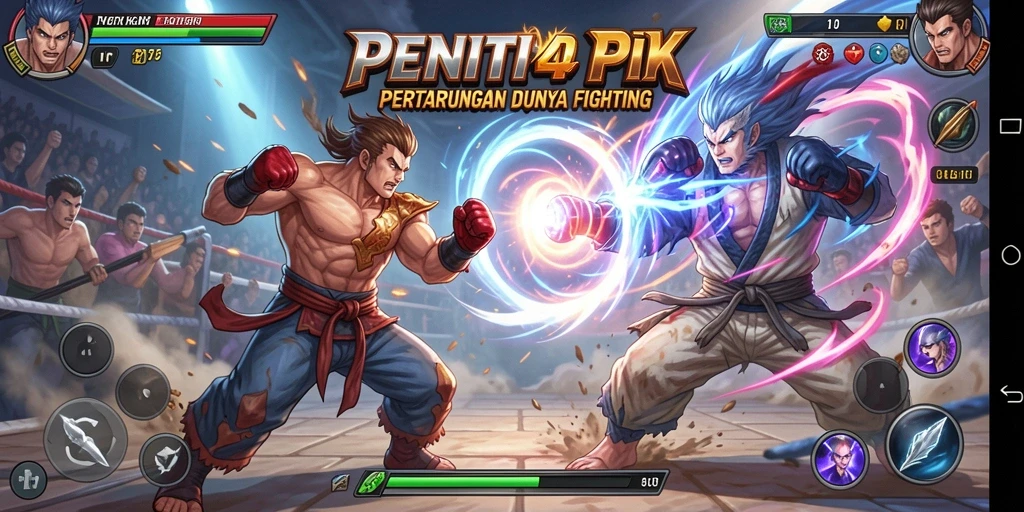 Tampilan gameplay intens di PENITI4D dengan pertarungan mendebarkan.