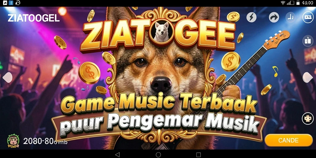 Screenshot gameplay ZIATOGEL dengan tampilan musik yang menarik.